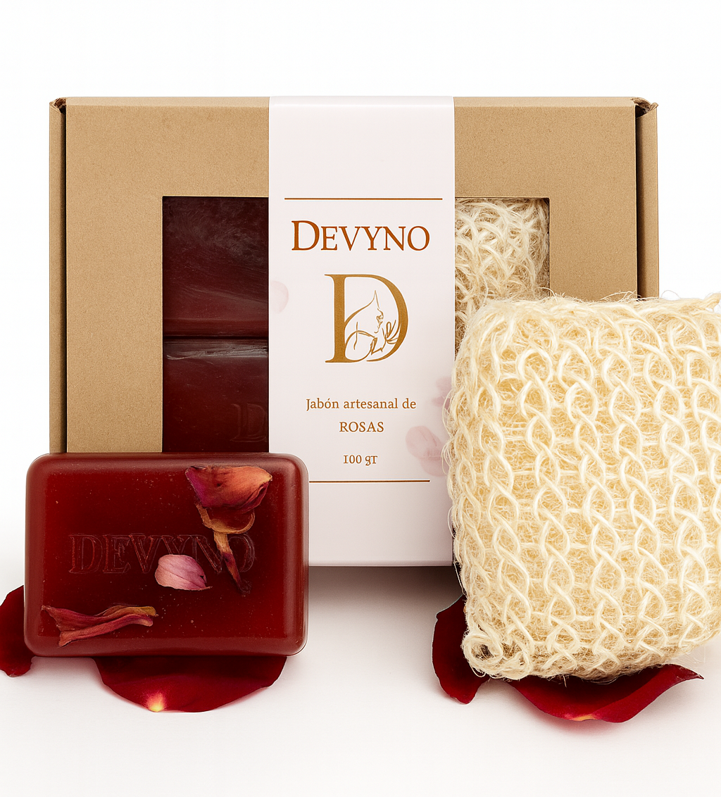 DEVYNO Rosa Brutal | Jabón natural de pétalos de rosa